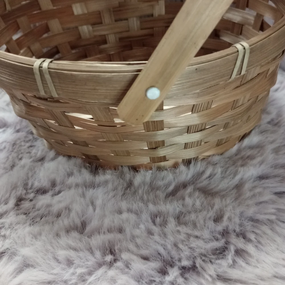 Small brown Home Goods countrycore oval wicker basket bow and movable handle